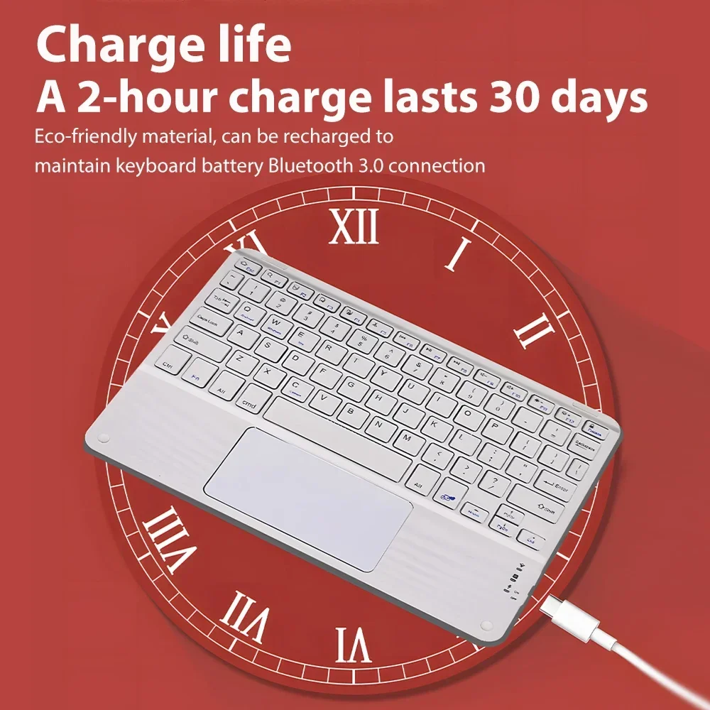 QUKAM nuevo teclado inalámbrico Bluetooth táctil y ratón para iPad Xiaomi Samsung Android iOS Windows Tablet teléfono portátil PC español - imagen 5