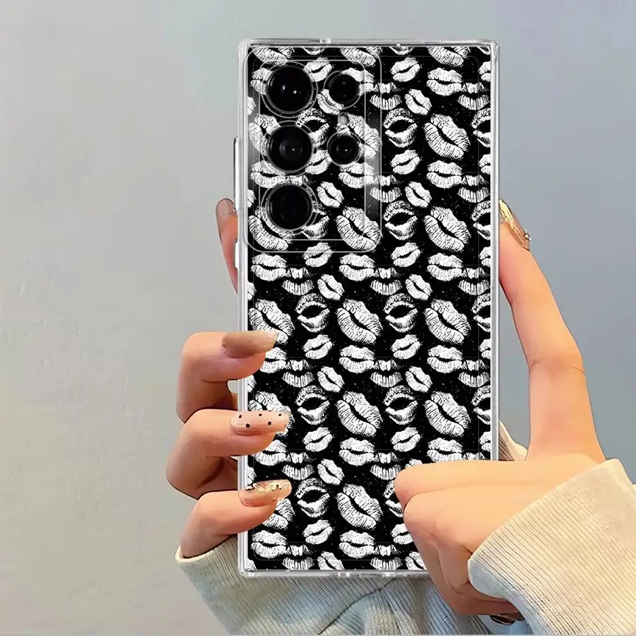 Funda para Samsung Galaxy S20 S25 Ultra S10 Plus Note 10 20 Ultra S24 FE S22 S21 S23 cubierta transparente arte de labios - imagen 5