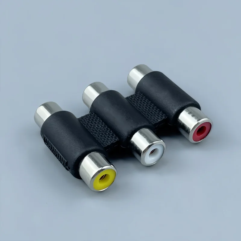 Conector hembra a hembra de loto chapado en oro de tres filas, acoplador Av de Audio y vídeo recto Rca de tres conexiones, 1/2/3 Uds.