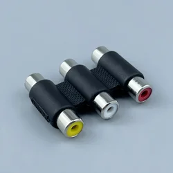 Conector hembra a hembra de loto chapado en oro de tres filas, acoplador Av de Audio y vídeo recto Rca de tres conexiones, 1/2/3 Uds.
