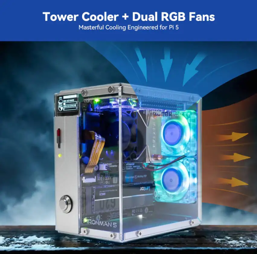 Pironman 5 NVMe M.2 SSD PCIe Mini funda para PC para Raspberry Pi 5 (documentos EN/DE/JP EN línea) - imagen 4