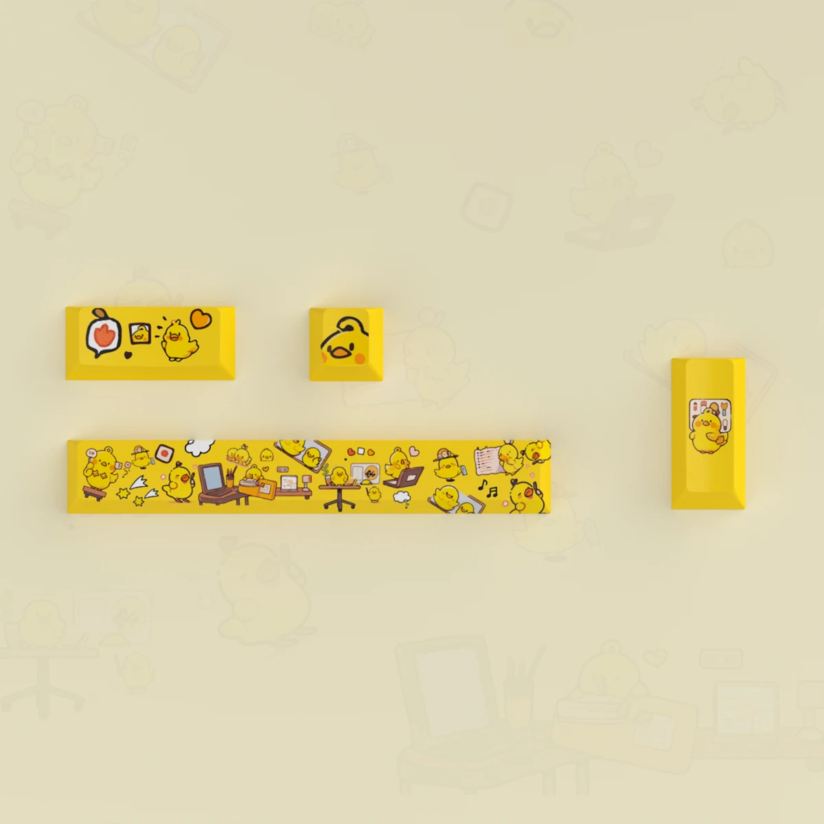 4 Uds. Tapa de tecla de pollo amarillo pequeño perfil de cereza dibujos animados lindo suplemento tapa de llave PBT sublimación térmica teclas personalizadas - imagen 5