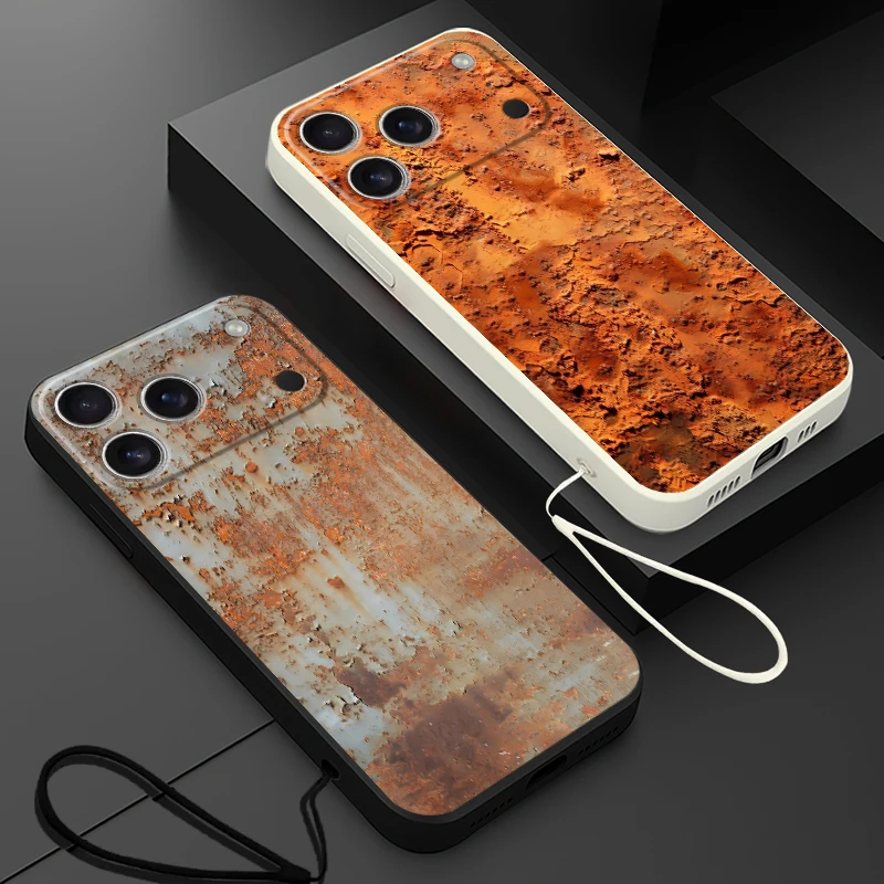 Funda blanda para iPhone 7 8 XS 11 12 13 Pro Max 16e XR 17 Air 16 14 15 Plus Diseño retro oxidado