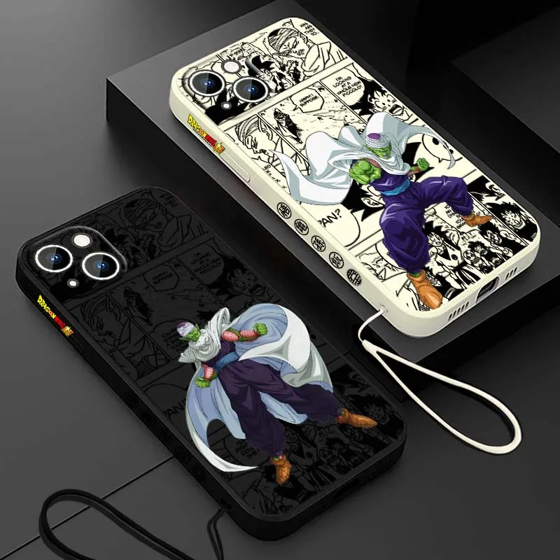 D-Dragon Ball Anime Piccolo para Apple iPhone 17 16 15 14 13 12 11 Air Mini Plus Pro Max cubierta de la caja del teléfono de la cuerda izquierda líquida
