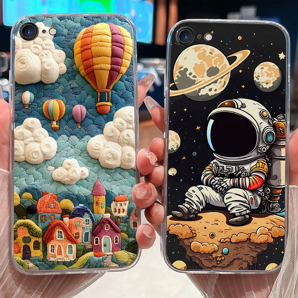 Para iPhone 7 Plus 8 Plus / iPhone SE 2020 2022 funda de teléfono encantador conejo de dibujos animados suave TPU transparente silicona parachoques ligero - imagen 4