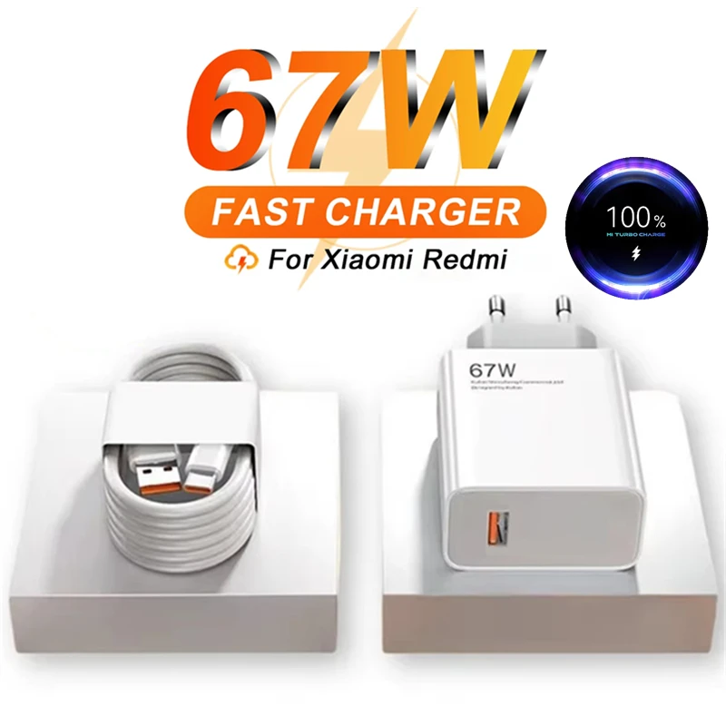 Cargador USB rápido 6A 67W para Xiaomi 10 11 12 Lite 13 14 Ultra Redmi Note 10S 11T 12 13 Pro POCO F5 X5 tipo C Cable de carga Turbo