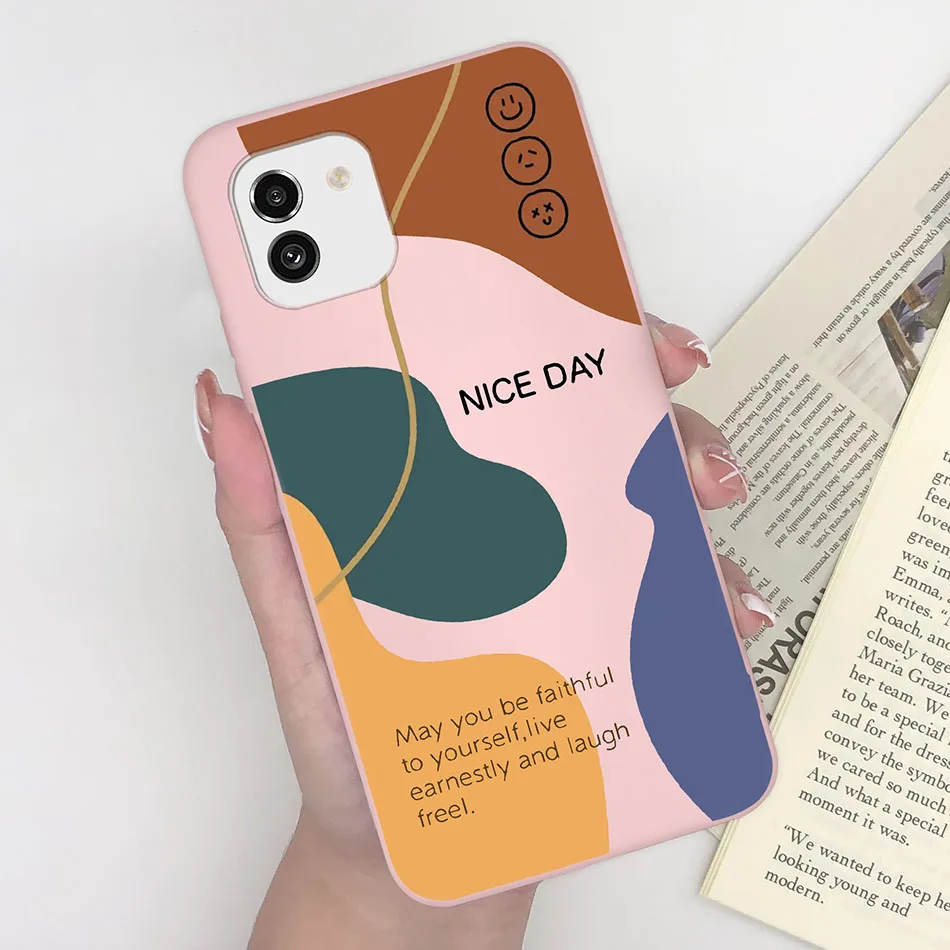 Funda trasera de silicona suave para Samsung Galaxy A03, carcasa con cara sonriente, bolsas de teléfono de moda, dimensiones 164 - imagen 5