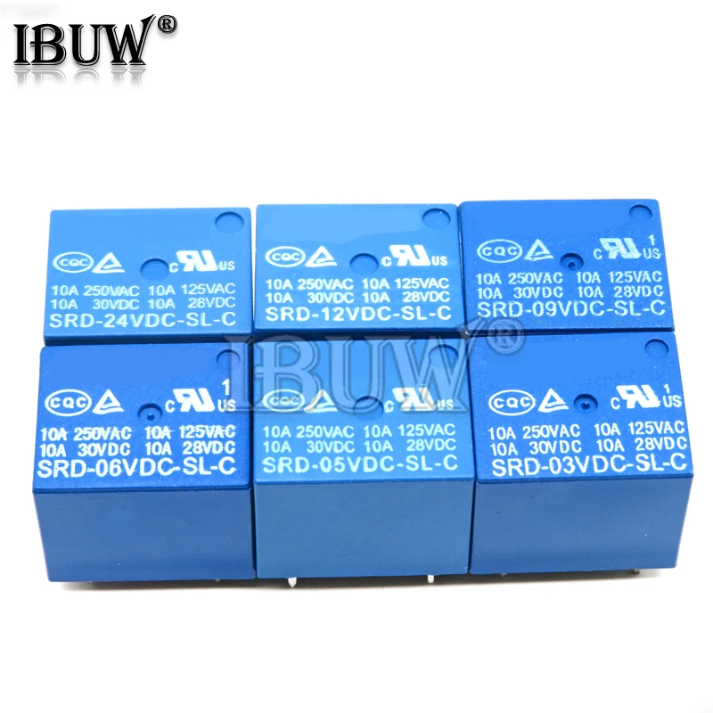 Piezas de relé de 5 SRD-03, 5 pines, 3V, 5V, 9V, 6V, 24V, 12V, alta calidad, SRD-03VDC-SL-C, SRD-05VDC-SL-C