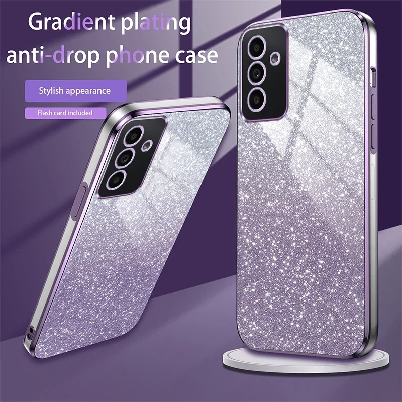 Funda de silicona chapada con purpurina brillante para Samsung Galaxy A55 A17 A35 A25 A15 A05 A05S A54 A34 A24 A14 A04s, funda trasera suave ostentosa - imagen 5