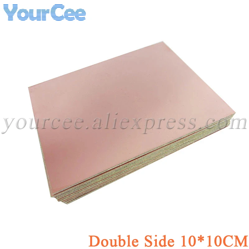 Placa revestida de cobre de doble cara, Kit de PCB DIY de 10x10cm, placa de circuito laminado de 10x10cm, Material de fibra de vidrio, placa Universal PCB, 5 uds.