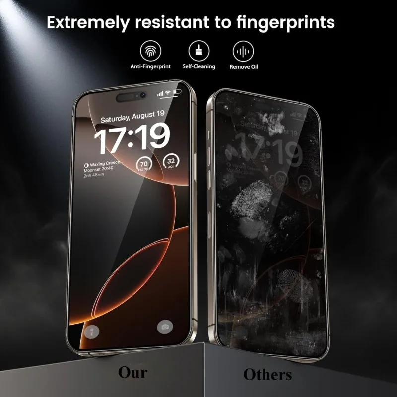 Paquete de 2 + 2 protectores de pantalla de privacidad con Protector de lente de cámara para iPhone 17 16 15 14 13 12 11 Pro Max Plus Mini 16e Air 15 Glass - imagen 4