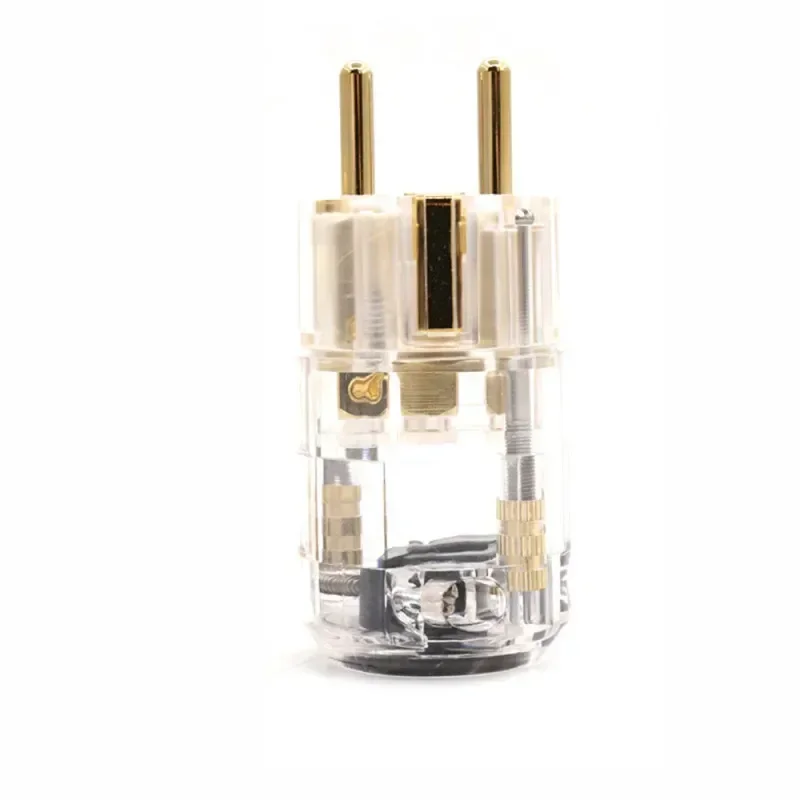 Conectores de enchufes Schuko de alimentación europea IEC, adaptadores de enchufe macho hembra chapados en oro y cobre DIY, conectores de cable de suministro eléctrico de Audio - imagen 5