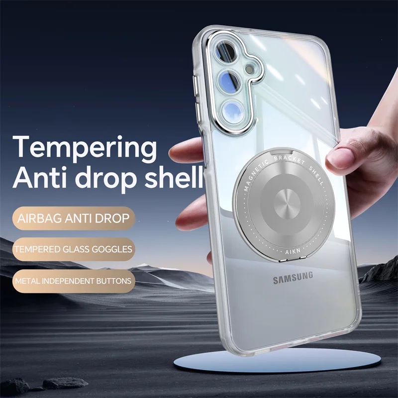 Soporte magnético de anillo de Metal transparente, funda de teléfono con carga Magsafe para Samsung Galaxy A06 A16 A26 A36 A56, funda transparente a prueba de golpes - imagen 4