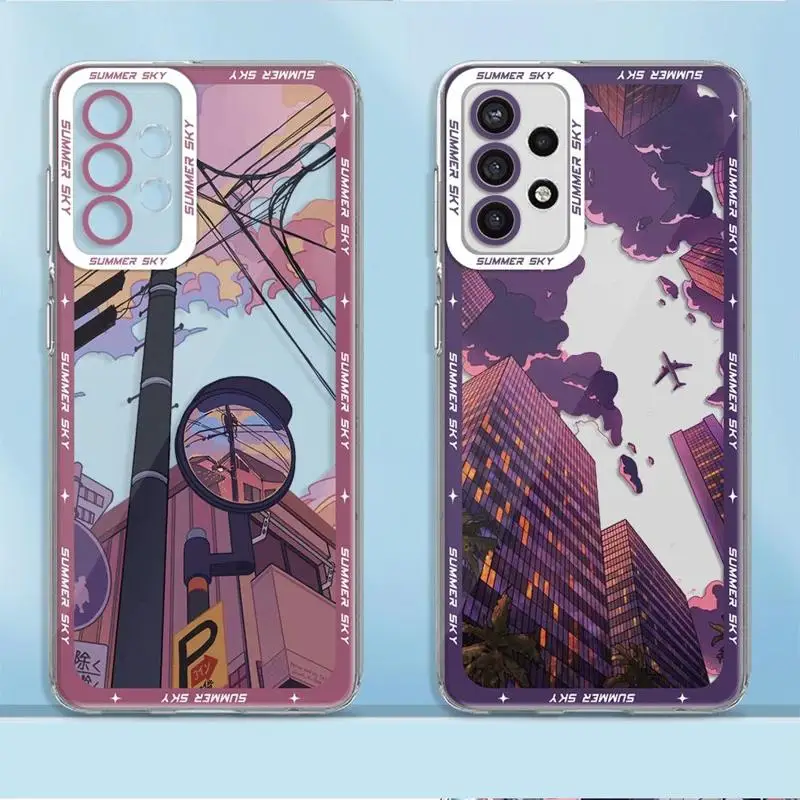Funda de teléfono paisaje verano cielo para Samsung Galaxy A13 A14 A15 A23 4G 5G A24 4G A25 A33 A34 A53 A54 A73 5G mate - imagen 5