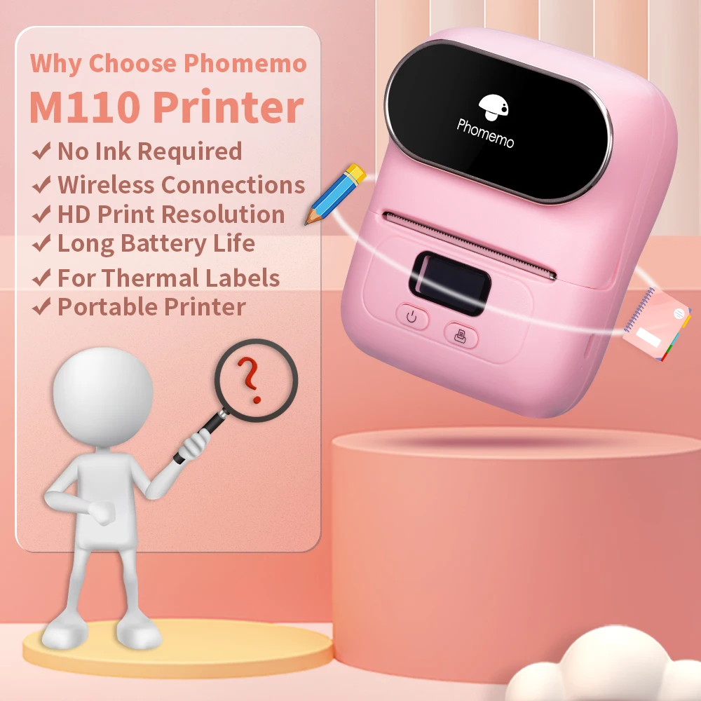 【Proce Dropshipping】Phomemo M110 impresora de etiquetas térmica inalámbrica portátil sin tinta BT impresora de etiquetas uso papel de etiquetas autoadhesivas - imagen 3