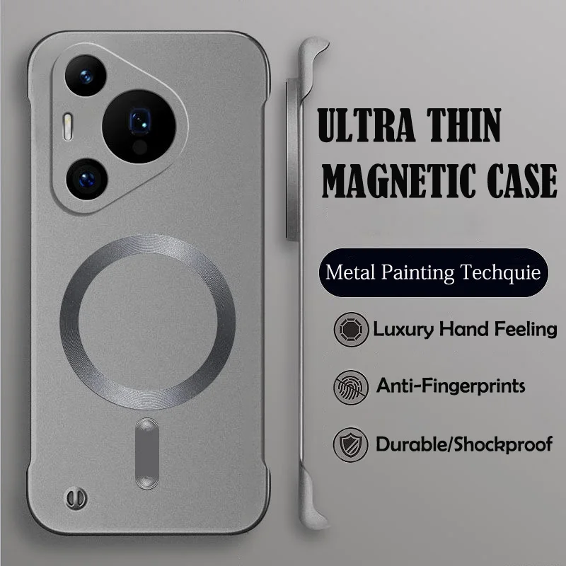 PC dura ultrafina para Magsafe, funda de carga inalámbrica magnética para Huawei Puro 70 Pro P60 P50 P40 Pro, cubierta sin marco a prueba de golpes