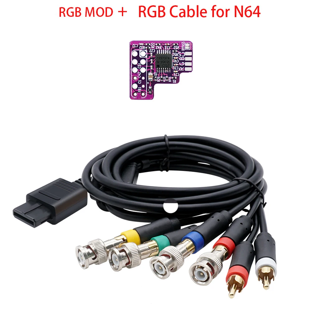 Para cable compuesto N64 RCA sin componente con kit Mod RGB para consolas N64 NTSC