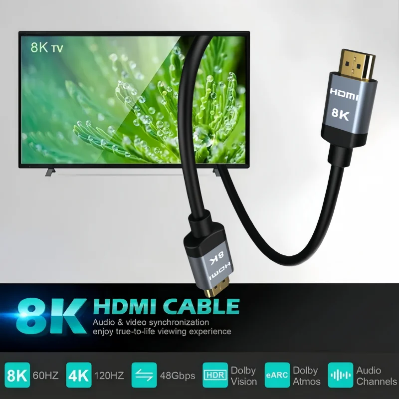 MIZIQIER Short 8K HDMI 2.1 Cables 48Gbps High Speed Cord-4K@120Hz 8K@60Hz Compatible With Roku TV/PS5/PS4/HDTV/RTX 3080 3090 - imagen 2