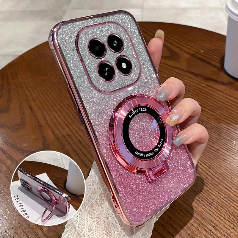 Funda con soporte magnético chapado con purpurina a prueba de golpes para Xiaomi Redmi A5 A4 A3 Pro RedmiA5 A3X Note 14 Turbo 3 4 Pro 5G - imagen 2