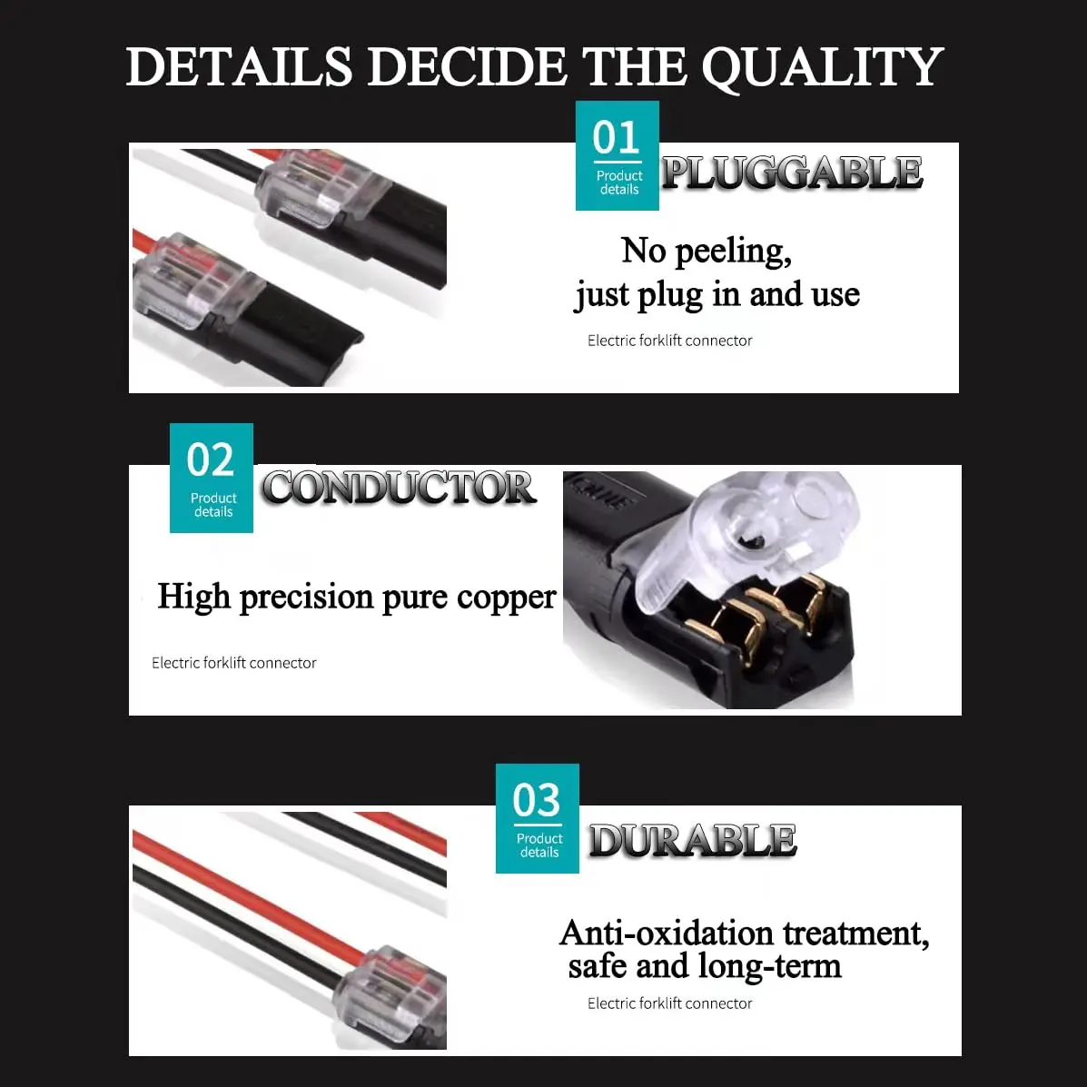 Conector enchufable de doble cable con hebilla de bloqueo, conector de cable LED enchufable, cable compacto Universal de 2 pines y 2 vías, 10/20 piezas - imagen 3