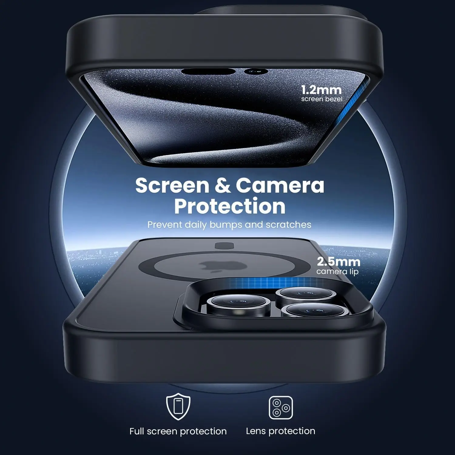 Funda negra mate para iPhone 16 Pro Max 15 Plus 14 13 Mini 12 11 SE 2022 2020 8 Magsafe Mag cubierta magnética segura accesorios para teléfono - imagen 3