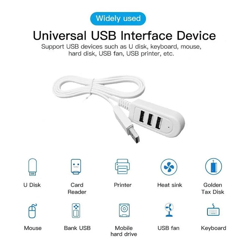 Divisor USB 2,0 de 3 puertos para carga de datos, concentrador de cargador USB, accesorios de ordenador portátil, adaptador de extensión de Cable USB - imagen 2