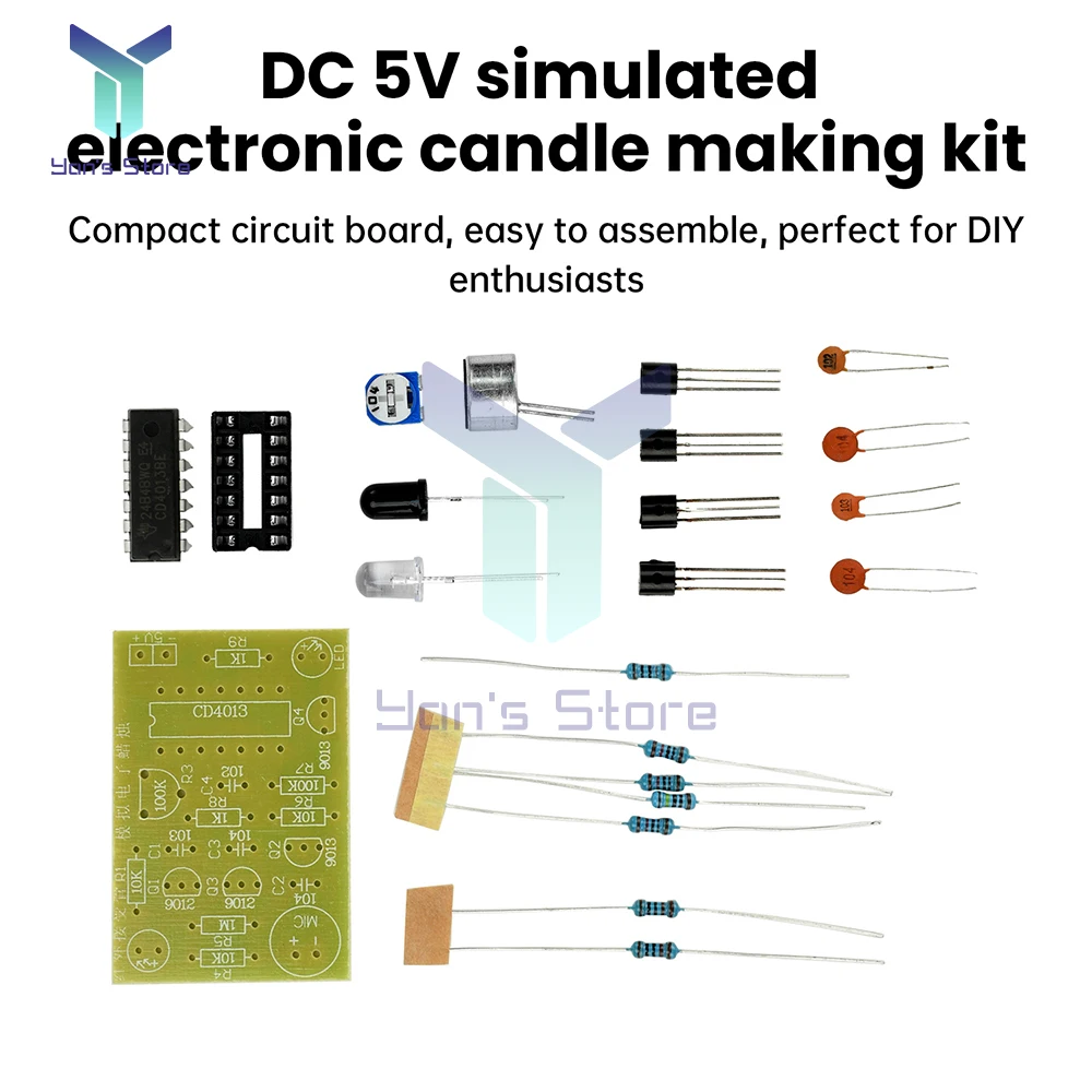 Kit de velas electrónicas analógicas de 5V CC, vela simulada controlada por soplado, componentes de entrenamiento de soldadura electrónica DIY - imagen 4