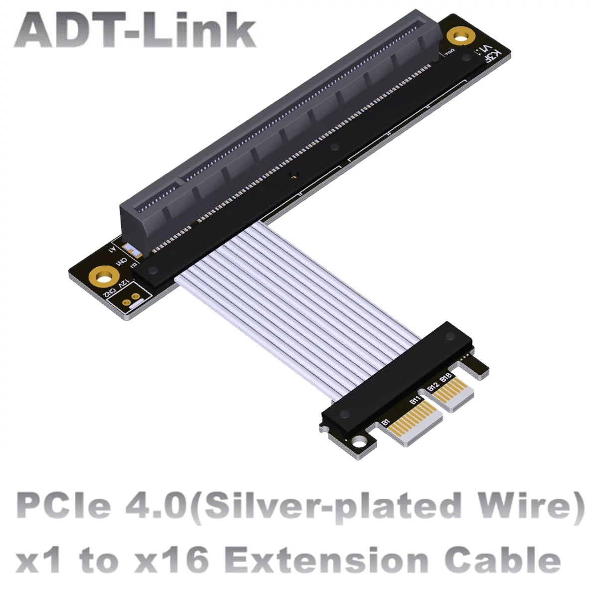 ADT Cable de extensión Riser PCI-E 4,0 x1 a x16 chapado en plata, tarjeta gráfica PCIe x16 RAID SSD, LAN AMD Nvidia GPU Full Speed Gen4 - imagen 2
