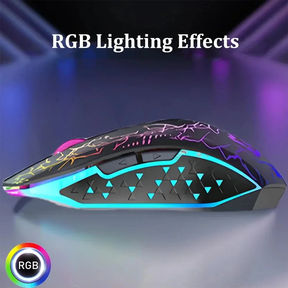 Ratón inalámbrico Bluetooth 5,2, ratón RGB para juegos, ratón silencioso, ratón recargable, ratón ergonómico de 1600DPI para PC, portátil, Macbook - imagen 3