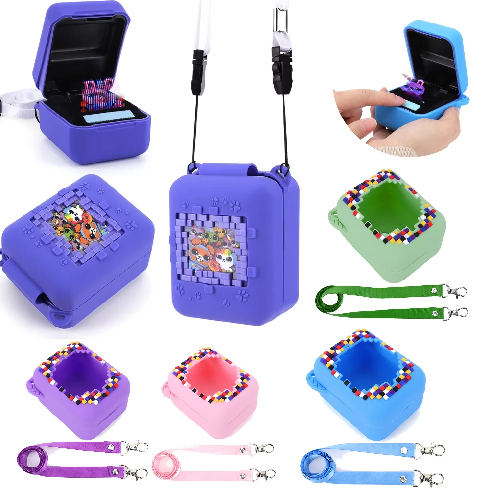 Funda de silicona para Bitzees, funda protectora Digital interactiva para mascotas, soporte de almacenamiento protector anticaída con cordón - imagen 2