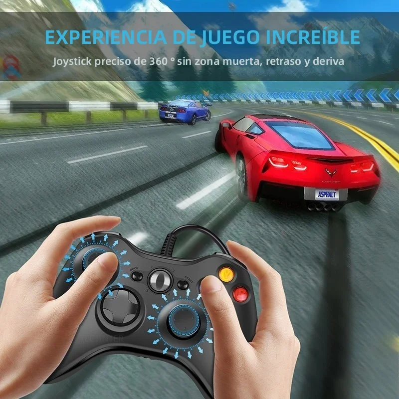 Mando con cable USB para consola Xbox360, Joypad para Win 7/8/10, Mando para Xbox 360, accesorios - imagen 4