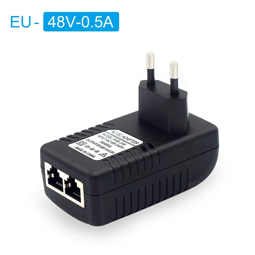 Inyector POE de 48V/12V, adaptador de corriente CCTV Ethernet 0.5A /2A 24W POE para cámara IP, teléfonos IP, adaptador de corriente con interruptor POE, opción UE/EE. UU. - imagen 2