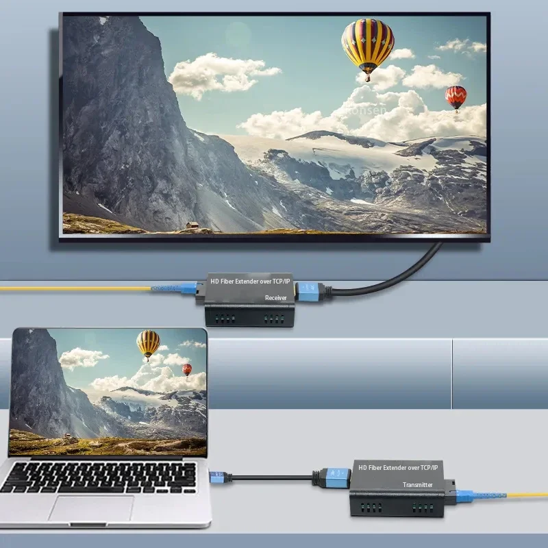 Extensor de fibra HDMI de 3Km sobre Cable de fibra óptica IP SC 20Km 1080P HDMI a transceptor extensor de vídeo de fibra para PC Loptop DVR TV - imagen 2