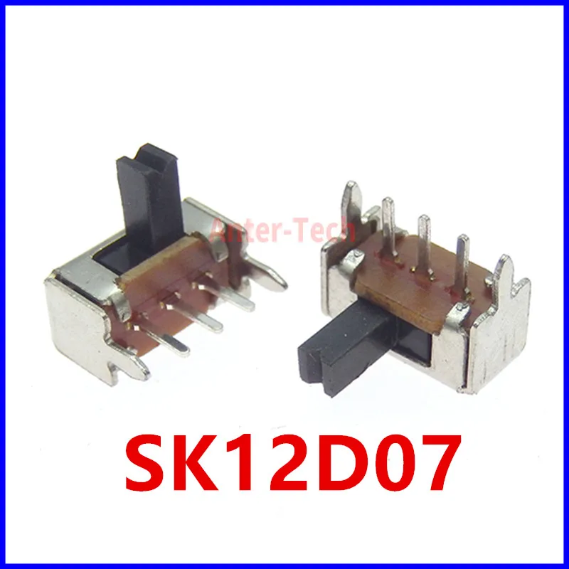 10 Uds SK12D07G3/4/5/6/7MM Mini interruptor deslizante Vertical 1P2T interruptor de palanca de 3 pines SMD PCB DPDT interruptor Vertical de alta calidad - imagen 2