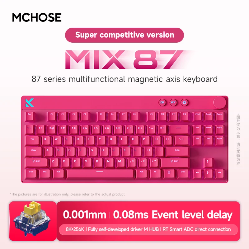 MCHOSE MIX 87 teclado con interruptor magnético teclado para juegos por cable RGB 8K + 256K E-sport 0,08 ms PC de baja latencia 0,001 mmRT teclado personalizado - imagen 2