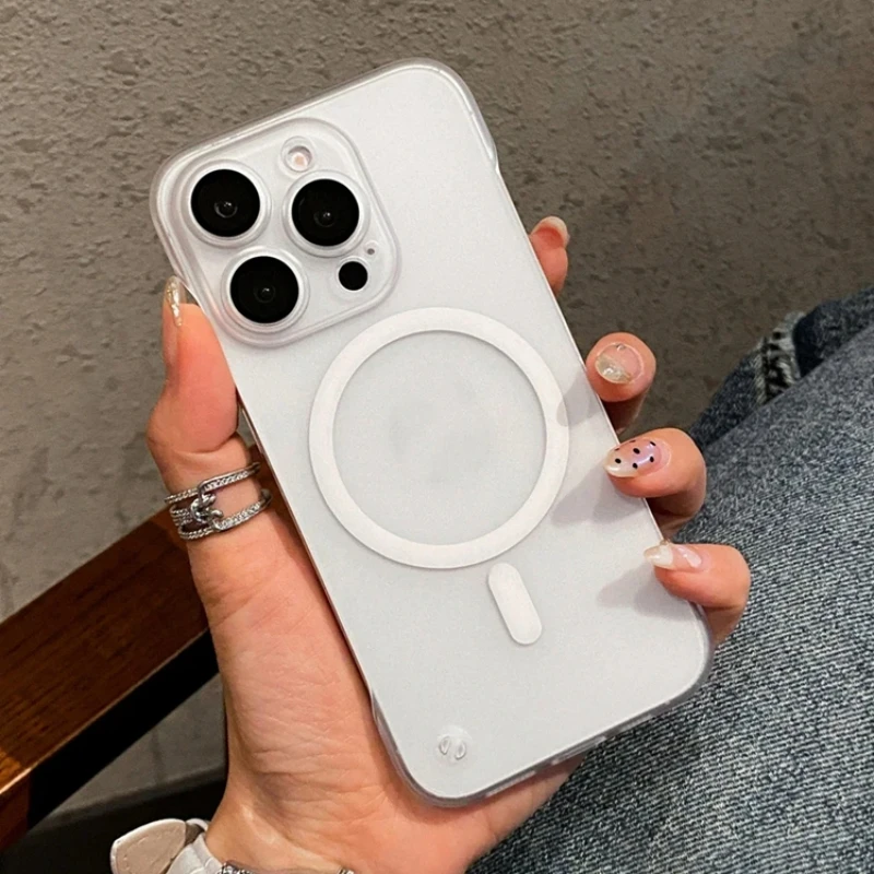 Funda de teléfono sin marco para iPhone, cubierta protectora de lente Magsafe, ultrafina, dura, PC, magnética, iPhone 15, 14 Pro Max Plus, 13, 12, 11 Pro Max - imagen 2