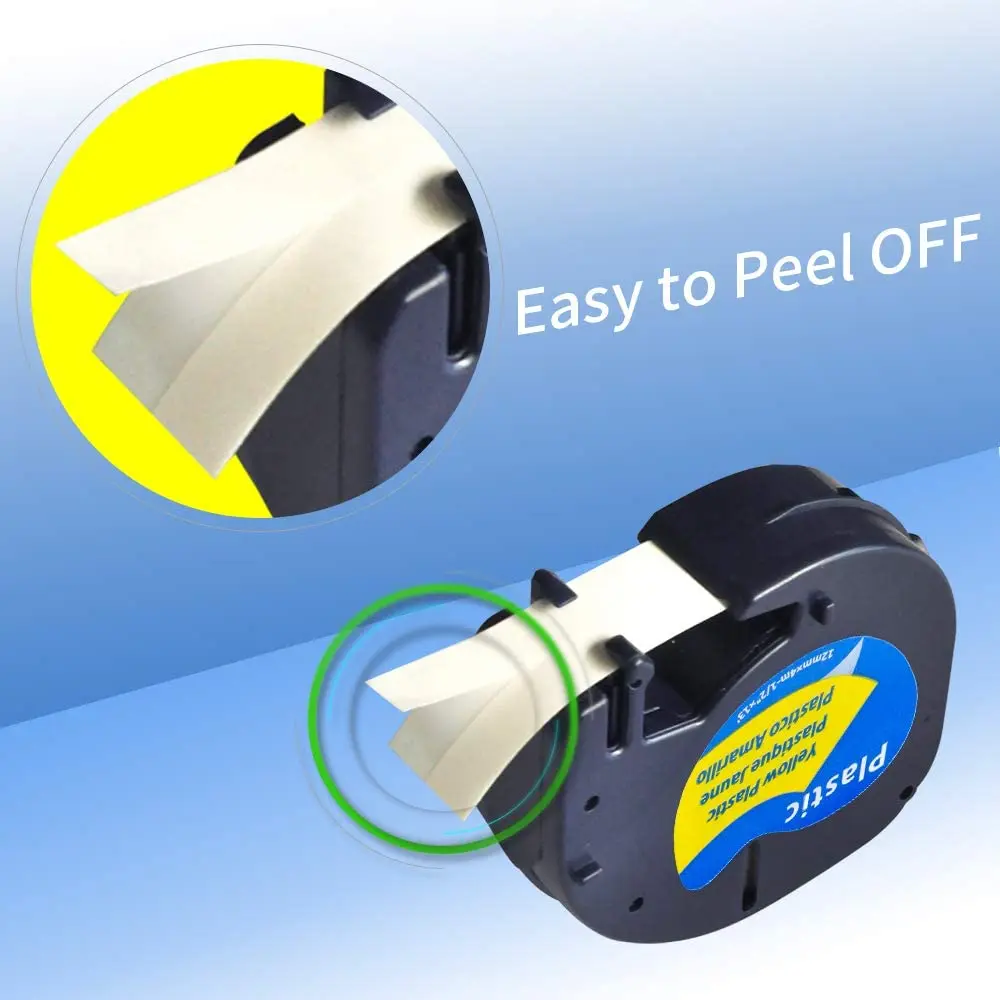 Dymo 59423 S0721570/91222/91202, S0721670 LetraTag 12mm x 4m, cinta Compatible negro/amarillo - imagen 4