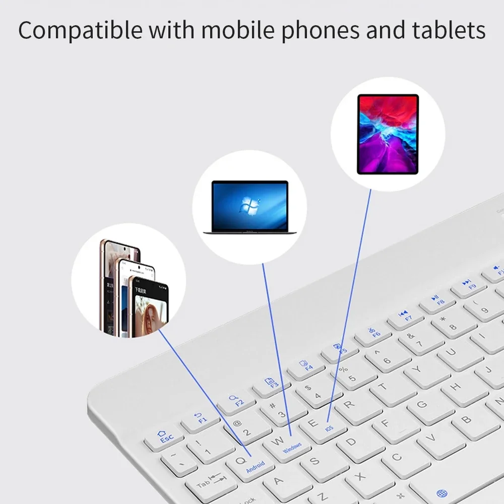 Teclado inalámbrico Bluetooth para IOS, Android, Windows, tableta para IPad Air Mini Pro, español, varios idiomas, teclado rosa - imagen 4
