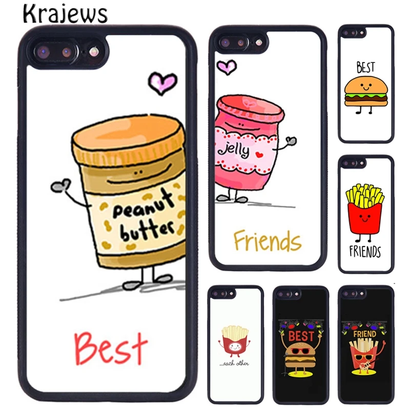 Krajews BFF mejores amigos hamburguesas y patatas fritas comida funda de teléfono para iPhone 17 Air 16 15 14 11 12 13 Pro MAX Plus coque