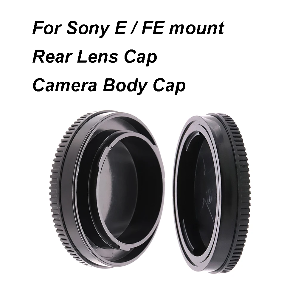 Para Sony E/FE montaje tapa trasera de lente o tapa del cuerpo de la cámara o juego de tapas tapa de lente negra de plástico para A7 A7R A7S A1 A9 A5000 A6000