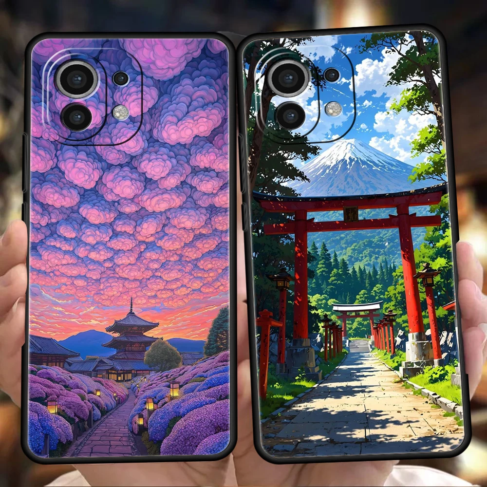 Funda de teléfono para Xiaomi 15 14 13 12 Lite 14T 13T 12T Pro Poco X7 X6 X5 X4 X3 NFC F7 Ultra F6 Pro cubierta paisaje paisaje japonés