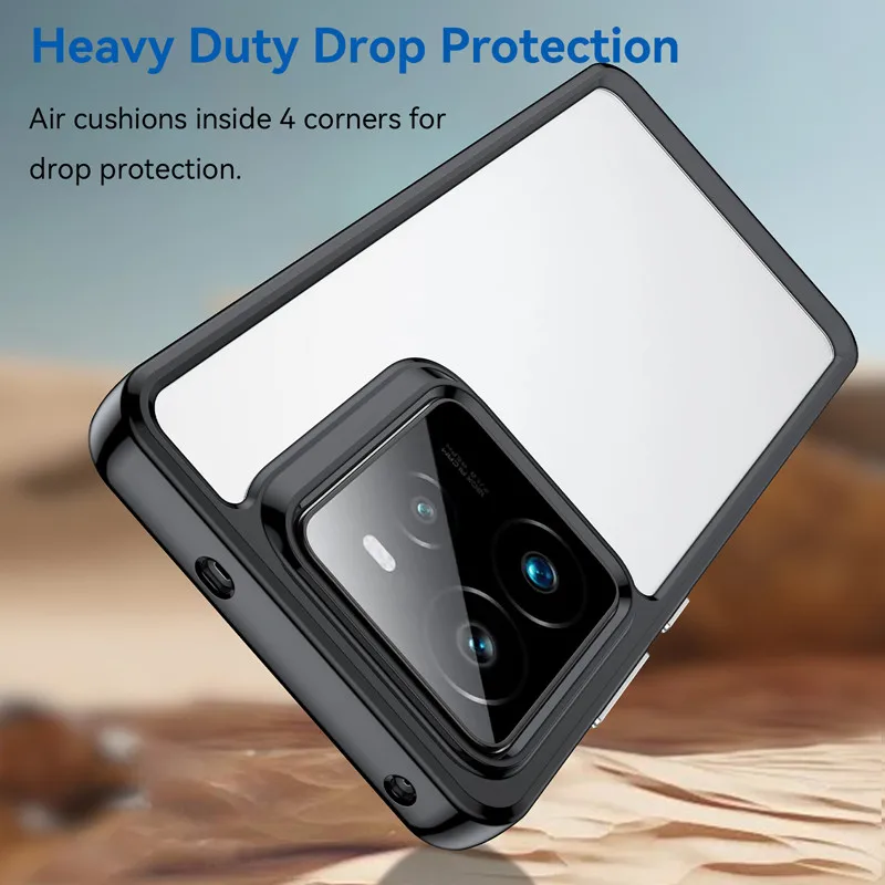 Para Realme GT 7 Pro чехол ELVEV PC duro transparente colorido + cubierta trasera protectora de TPU