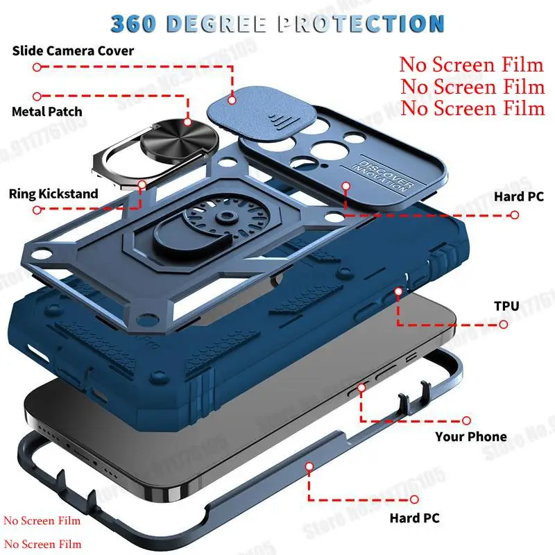 Funda híbrida 3 en 1 con soporte magnético a prueba de golpes para iPhone, 13 Mini, 11, 12 Pro Max, XR, XS Max, 7, 8 Plus, cubierta protectora de lente deslizante - imagen 5