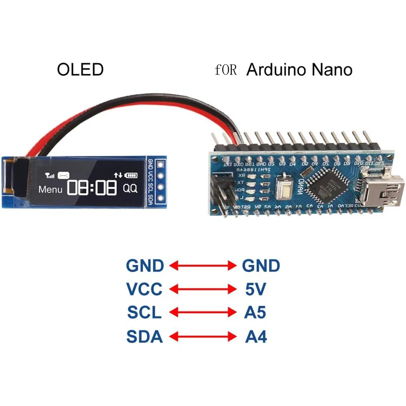 Módulo de pantalla OLED I2C de 0,91 pulgadas, módulo de pantalla OLED I2C SSD1306, controlador de pantalla OLED blanco/azul I2C DC 3,3 V ~ 5V para Arduino - imagen 2