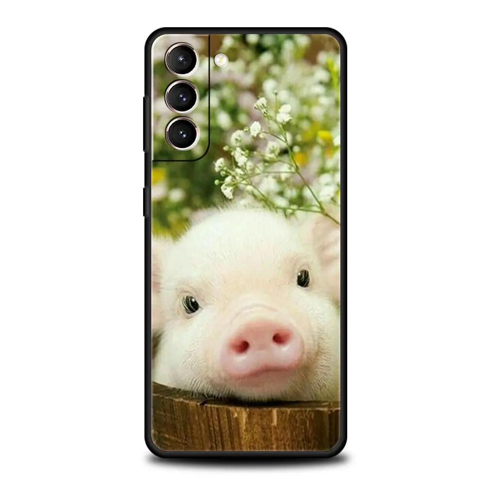 Funda de teléfono con pequeño cerdo rosa para Samsung Galaxy S24 S23 S22 S20 Ultra S21 FE 5G S10 S9 Plus S10E S8 funda de silicona suave - imagen 3