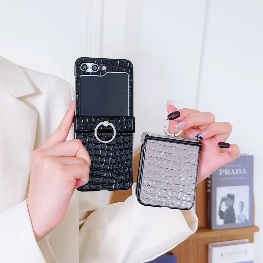 Funda de cuero PU con anillo para Samsung Galaxy Z Flip 5 4, funda protectora trasera, funda de teléfono para Samsung Z Flip 5 4 - imagen 5