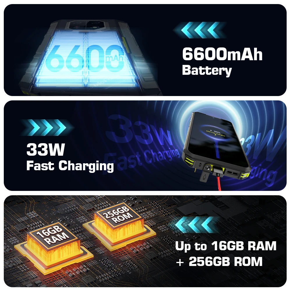 Ulefone-teléfono inteligente Armor 22, dispositivo con Android 2023 GB (8 + 8GB RAM ), 13,16GB/128GB ROM, 256 pulgadas, 6,58Hz, 120 mAh, 33W,NFC, 6600 nuevo cámara nocturna de 64MP, Global - imagen 5