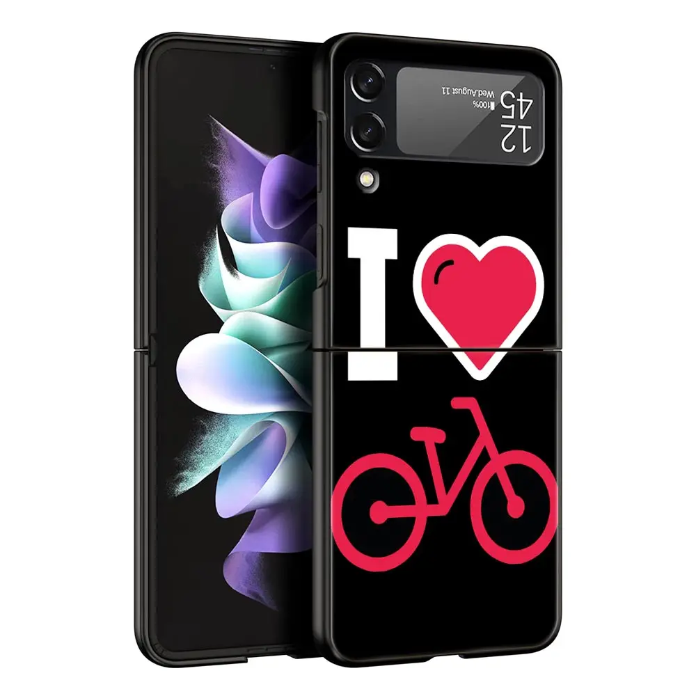 Funda de teléfono de Arte de ciclismo de montaña para Samsung Galaxy Z Flip3 Flip4 Flip5, carcasa de PC para Z Flip 3 4 5, cubierta plegable dura negra - imagen 2