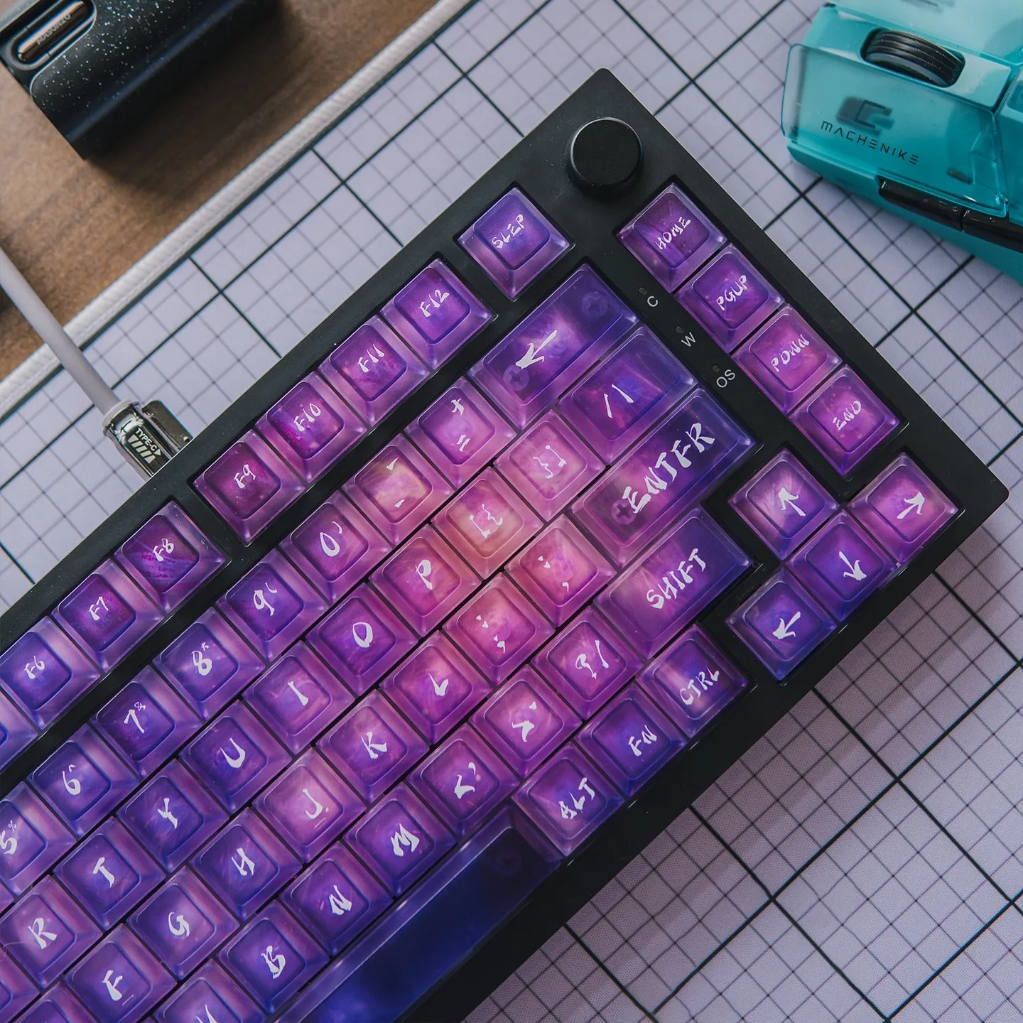 Juego de teclas transparentes de cristal púrpura, 156 teclas, teclas transparentes con perfil de cereza, impresión UV para interruptores Mx, teclado mecánico - imagen 5