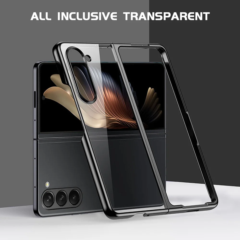 Funda de teléfono transparente galvanizada 6D para Samsung Z Fold 7 Galaxy Fold 6 5 4 3 Fold7 Fold6 Fold5 Fold4 Funda a prueba de golpes